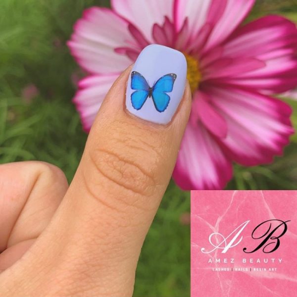 Blue Butterfly Nail Art Water Decals Design 1013 - Image 8