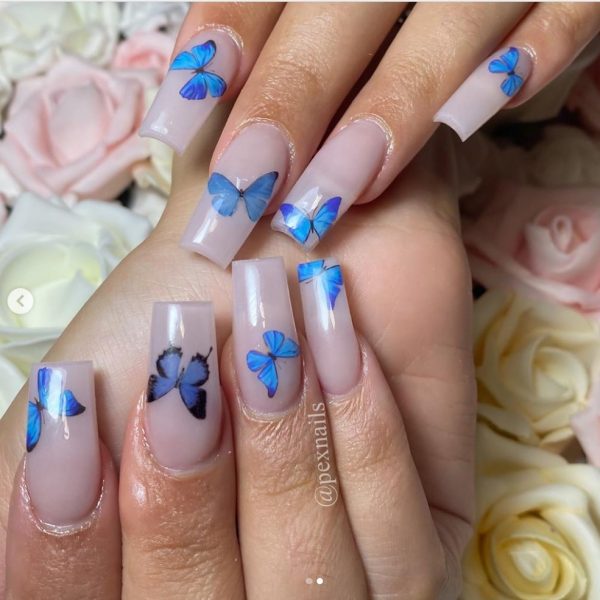 Blue Butterfly Nail Art Water Decals Design 1013 - Image 3