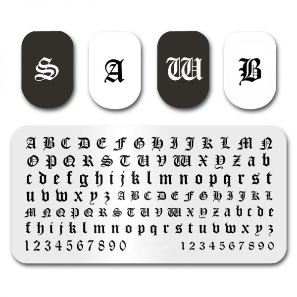 Old English & Numbers Stamping Plate
