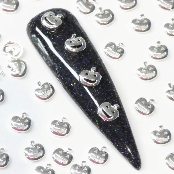 Halloween Alloy Pumpkin Silver x 1 Piece