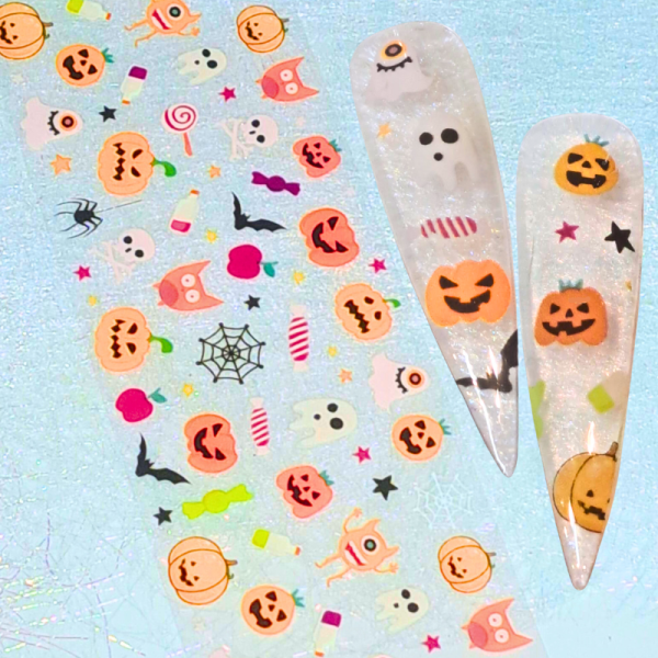 Halloween Pumpkins Nail Art Transfer Foils Design 2, Pumpkin Halloween Nail Transfer Foils