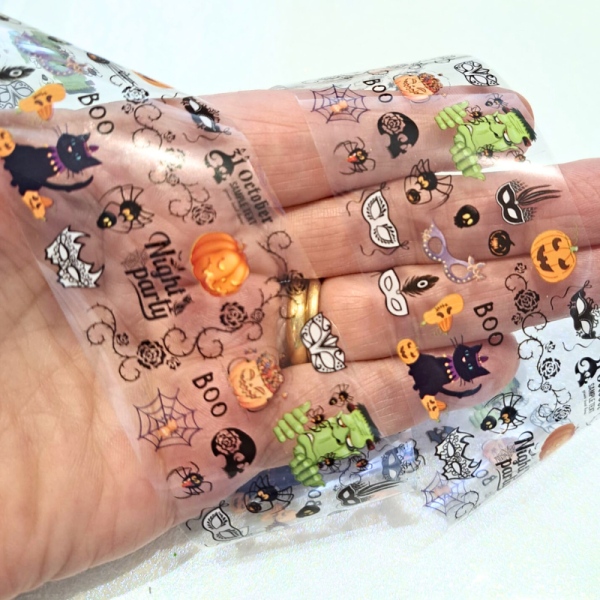 Frankenstein Halloween Nail Transfer Foil Design 9, Spider Transfer Foils, Pumpkin Nail Art Foils - Image 2