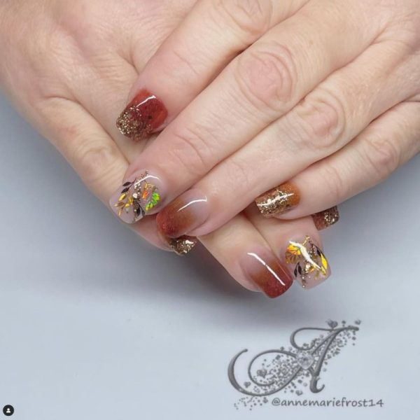 Leaf Nail Art Stickers Black And Gold Design 660 - Image 4