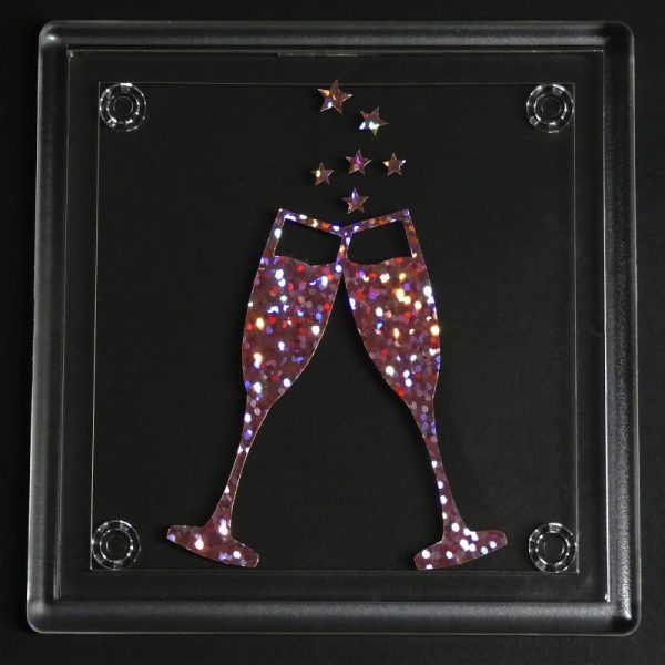 Coasters Pink Holographic Champagne Glasses
