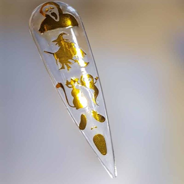 Gold Halloween Nail Art Stickers Design 15 - Image 2