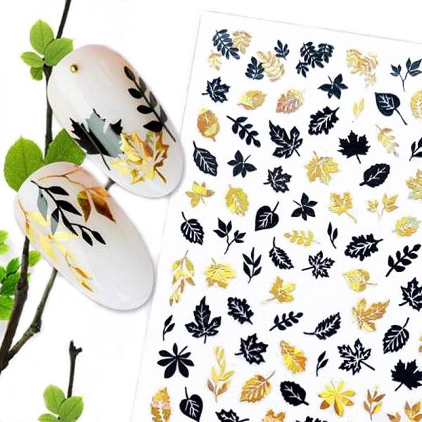 Leaf Stickers Black And Gold Design 660