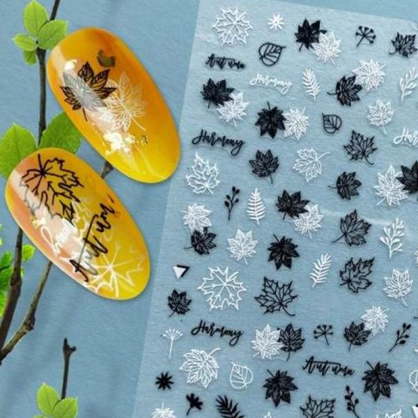 Leaf Stickers Black And White Design 661