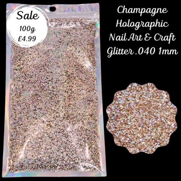 Champagne Holgraphic Glitter Nail Art Craft Resin .040 1mm
