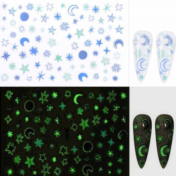 Star and Moon Stickers Glow In The Dark Design 023