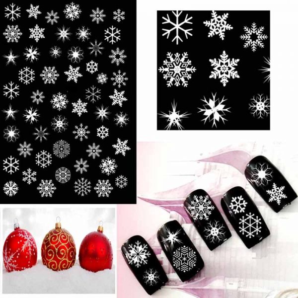 Christmas Snowflake Stickers White Design 34