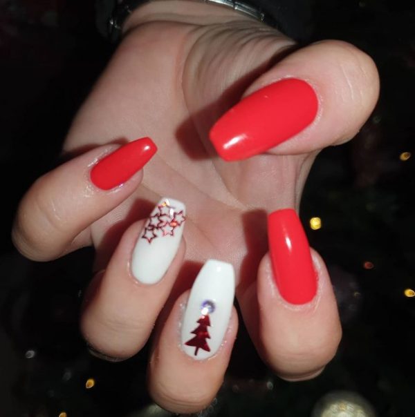 Christmas Trees And Stars Nail Art Vinyl Stickers 54 Stickers Per Sheet 10 Colour Choices - Image 2