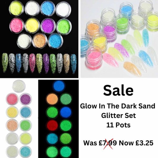 Glow In The Dark Sand Glitter Set x 11 Pots