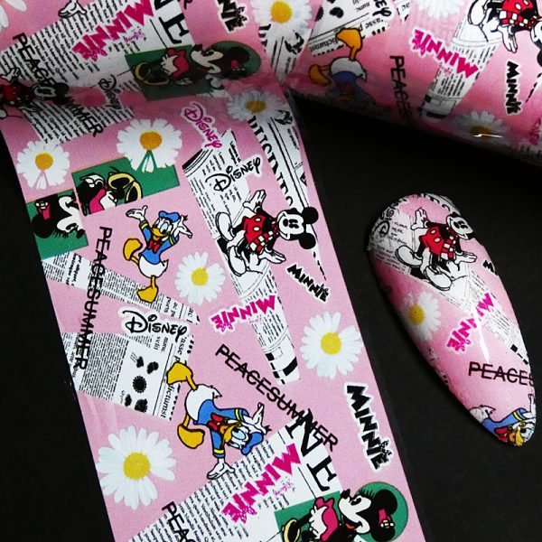 Designer Inspired Mickey Minnie and Donald Duck Nail Art Foil Design 3