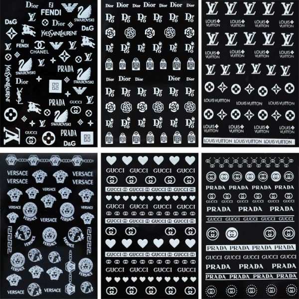 Designer Inspired White Nail Art Stickers