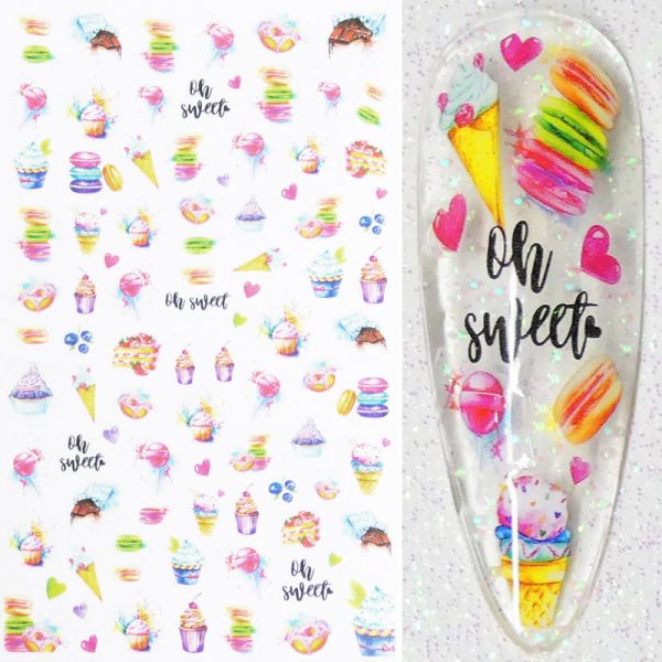 Sweets Cakes and Ice Cream Nail Stickers Design 47