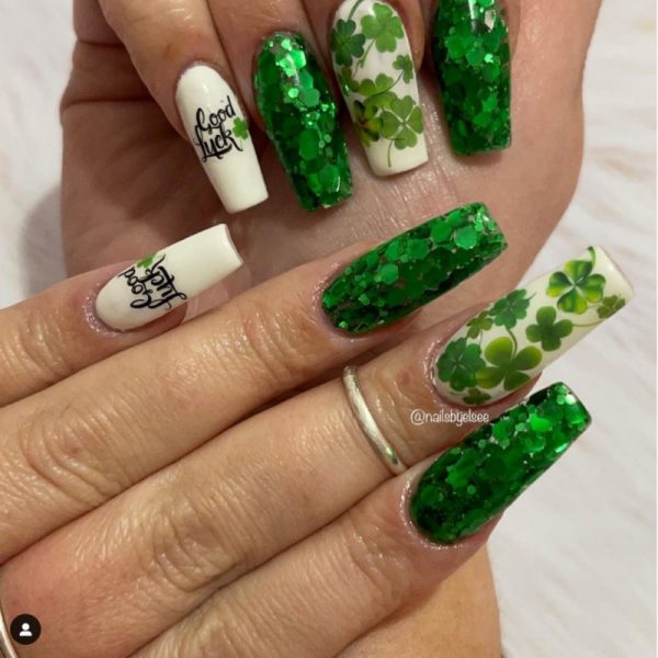 Four Leaf Clover St Patricks Day Nail Art Stickers - Image 2