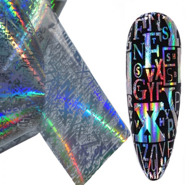 Alphabet Letter Transfer Foil Silver Holographic