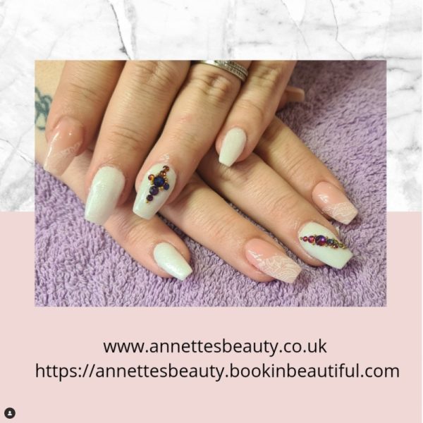 White Lace Nail Transfer Foil Design 1 - Image 2