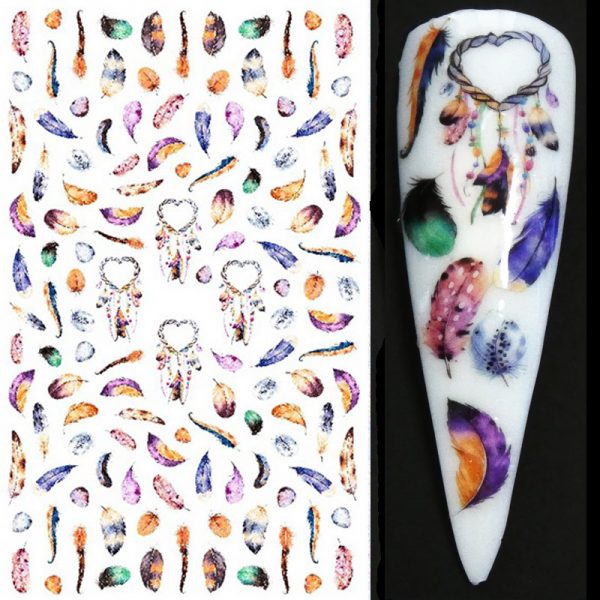 Dreamcatcher and Feather nail stickers Design 053