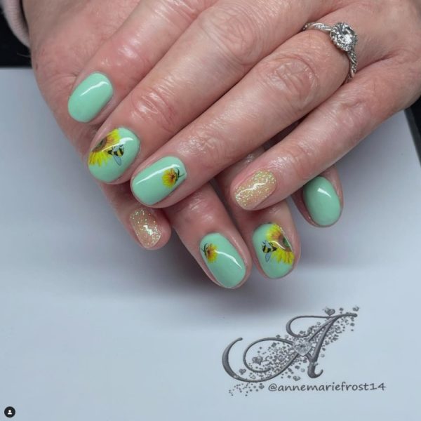Sunflower Nail Art Water Decals - 12 Design Choices - Image 3