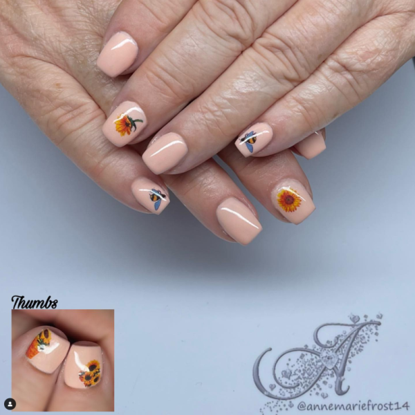 Sunflower Nail Art Water Decals - 12 Design Choices - Image 2