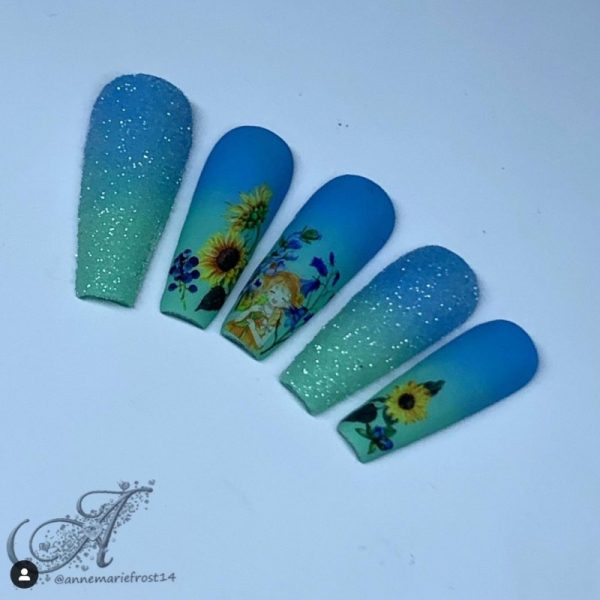 Sunflower Nail Art Water Decals - 12 Design Choices - Image 4