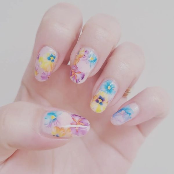 Pansy Flower Nail Transfer Foil Design 10 - Image 3