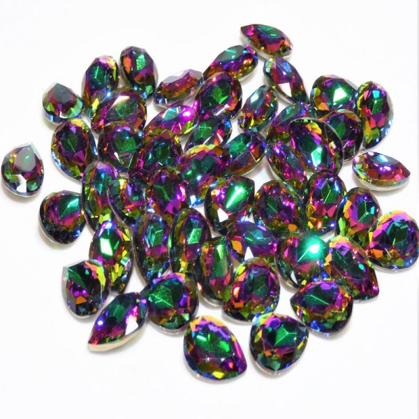 AB Purple Green Pink Rhinestone Crystals x 2