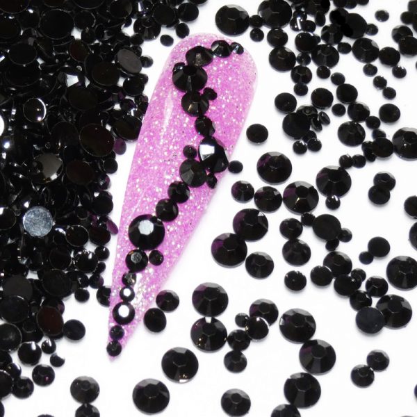 Jet Black Resin Rhinestones 2mm 3mm 4mm 5mm