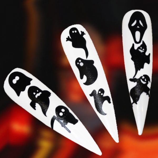 Halloween Ghost Nail Art Stickers Ghost Craft Stickers 42 Per Sheet 2 Colour Choices - Image 4