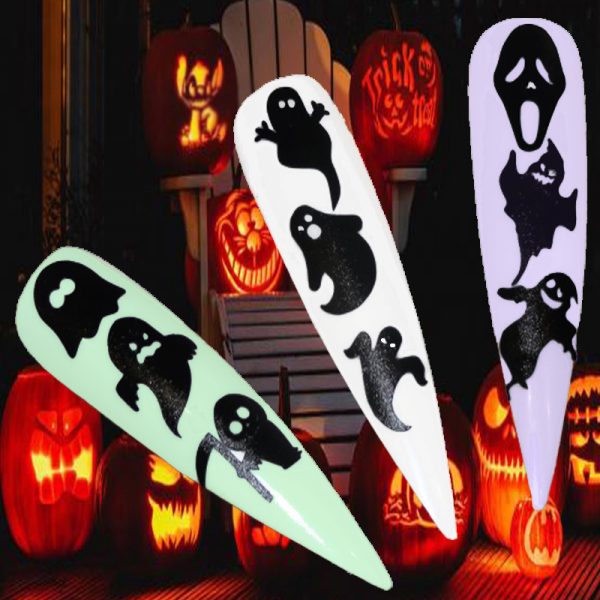 Halloween Ghost Nail Art Stickers Ghost Craft Stickers 42 Per Sheet 2 Colour Choices - Image 3