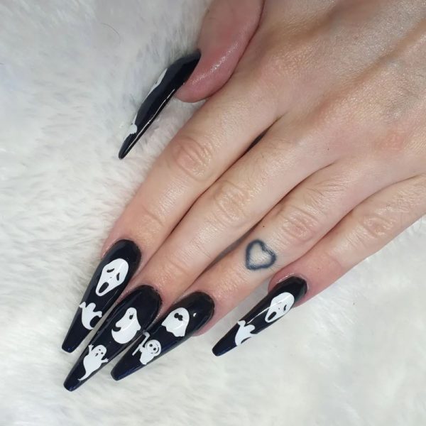 Halloween Ghost Nail Art Stickers Ghost Craft Stickers 42 Per Sheet 2 Colour Choices - Image 2