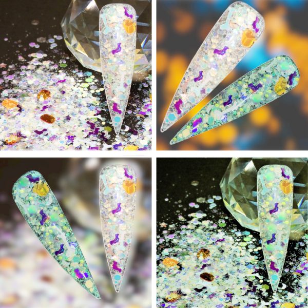 glow in the dark nail glitter mix