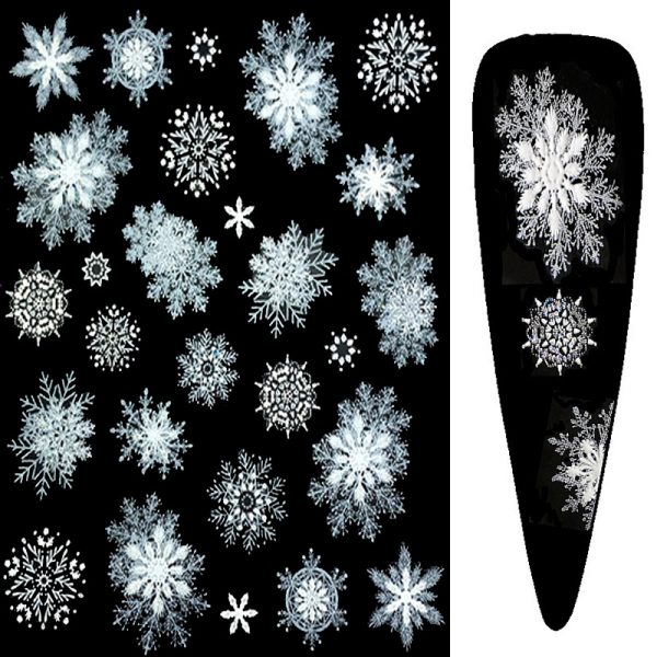 Frosted Snowflake 3D Nail Stickers Design 13