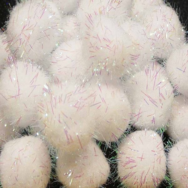 40 Iridescent White Pom Poms