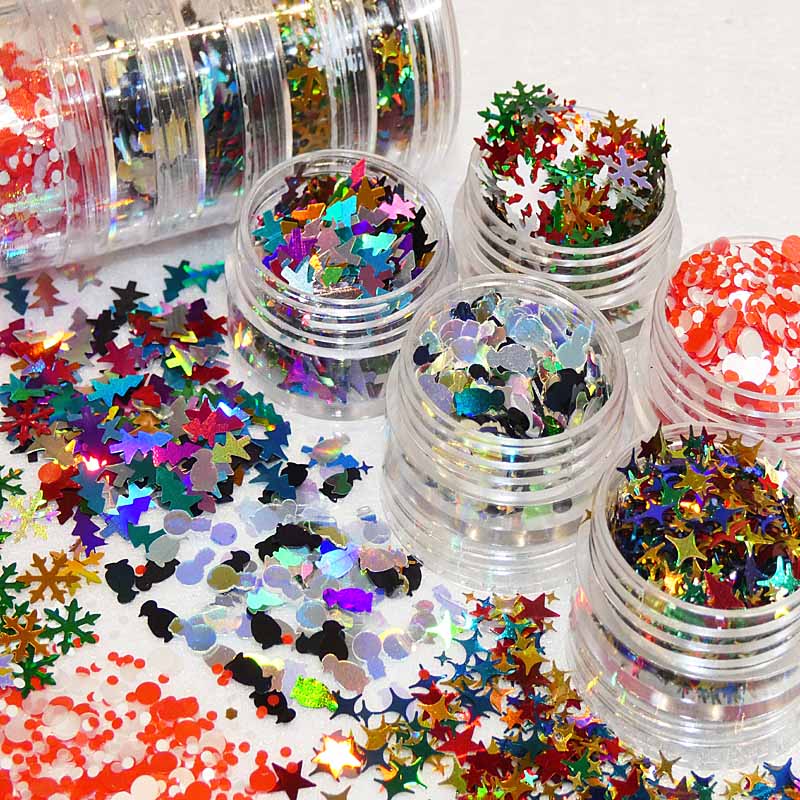 Christmas Glitter Shapes 5ml Stacker