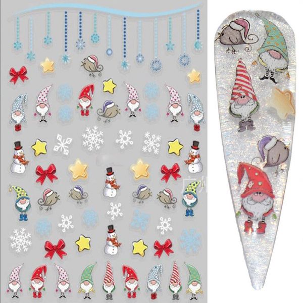 Christmas Gonks Gnomes Nail Stickers
