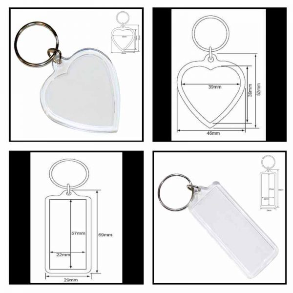 Clear Blank Acrylic Plastic Keyrings Keychains