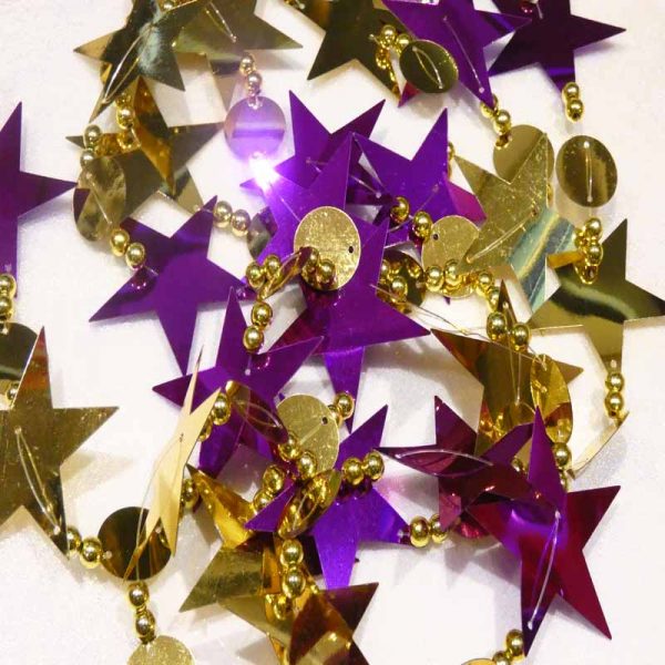 Foil Star Garland Gold And Purple