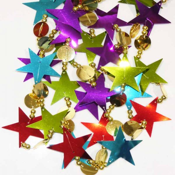Foil Star Garland Turquoise, Green, Purple, Red and Gold