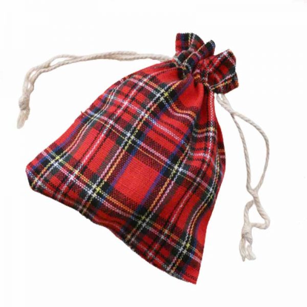 Mini Tartan Drawstring Gift Favour Pouch Bag