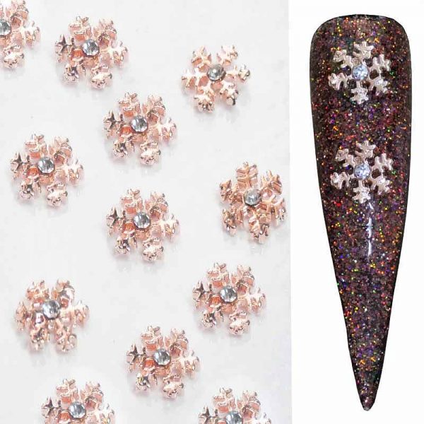 Rose Gold Snowflake Crystal Alloy x 1