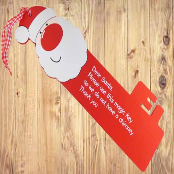Father Christmas Key No Chimney Hanging Decoration Wooden