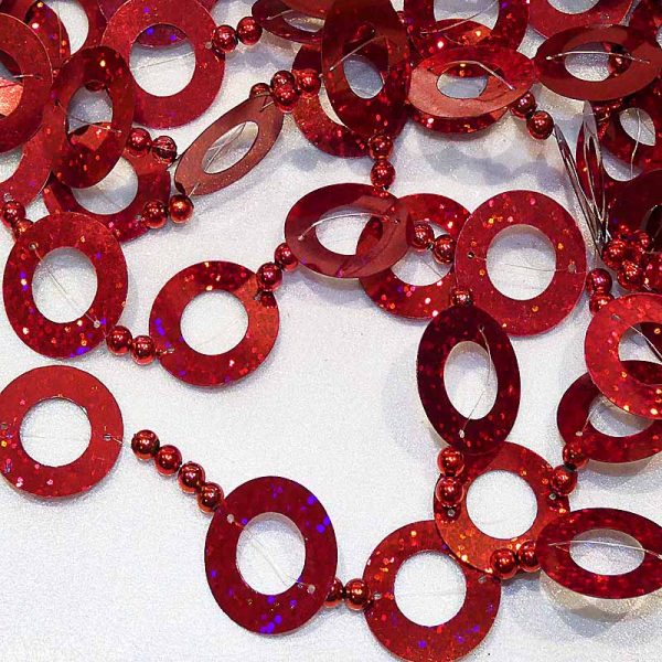 Xmas Foil Garland Red Holographic Hanging Christmas Tree Foil Garland