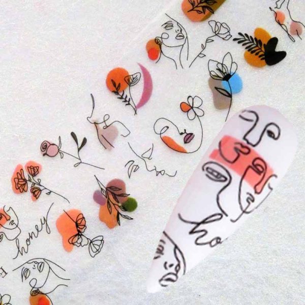 Abstract Face Nail Art Transfer Foil Design 1