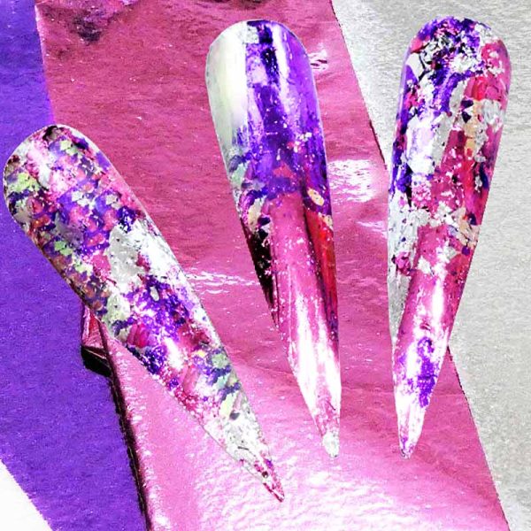 Coloured Leaf Sheets Purple Silver Pink Set