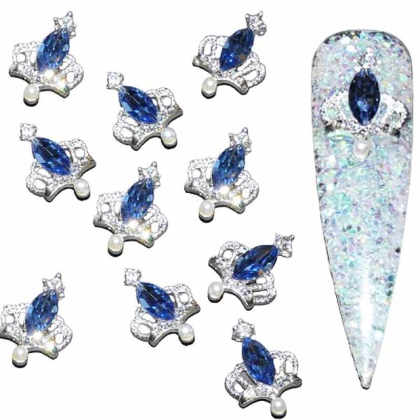 Crown Blue Crystal Alloy Nail Art x 1 Piece