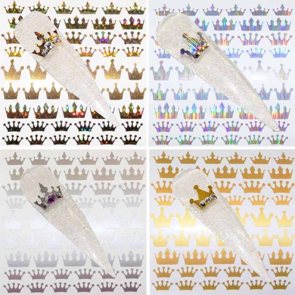 Crown Nail Art Stickers With Crystals VE Day Crown Nail Stickers - Image 2