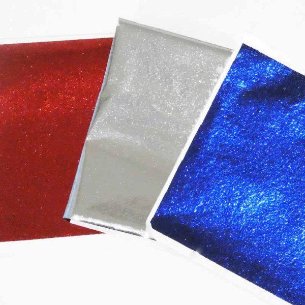 VE Day Coloured Leaf Sheets Set Red Silver Blue Nail Art Foil Leaf Sheets - Image 4