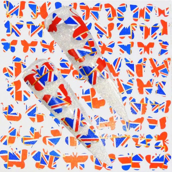 Union Jack Queens Jubilee Butterfly Vinyl Stickers